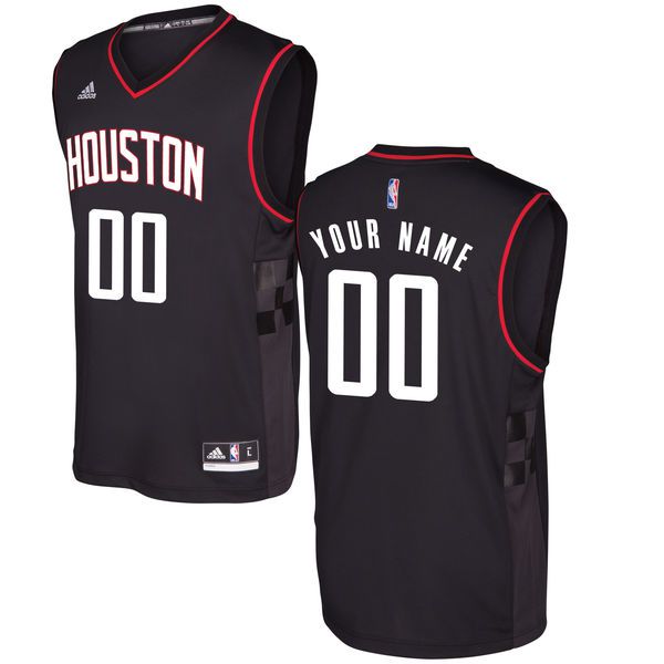 Men Houston Rockets Adidas Black Alternate Custom Replica NBA Jersey->->Custom Jersey